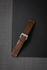"Hank" Textured Whiskey Leather Watch Strap