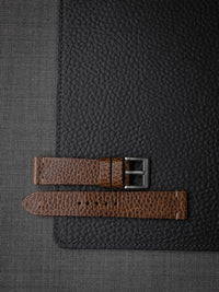 "Hank" Textured Whiskey Leather Watch Strap