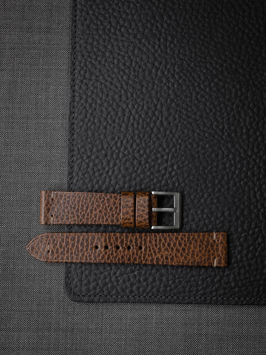 "Hank" Textured Whiskey Leather Watch Strap