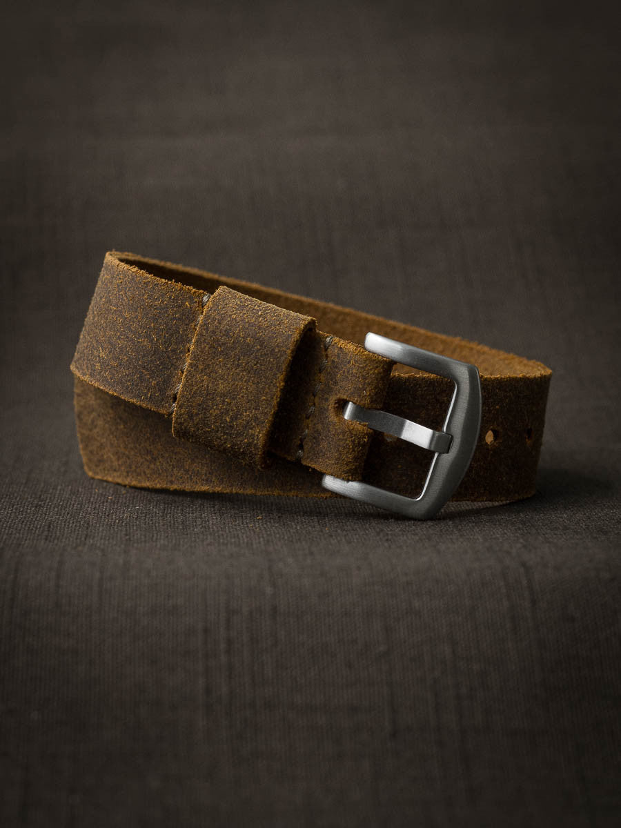 "Heath" Rugged Tan Leather Single Pass Watch Strap