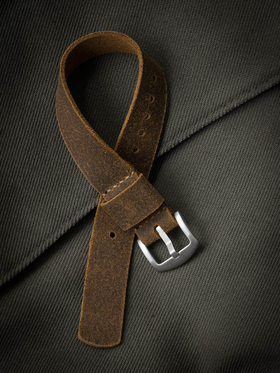 "Heath" Rugged Tan Leather Single Pass Watch Strap