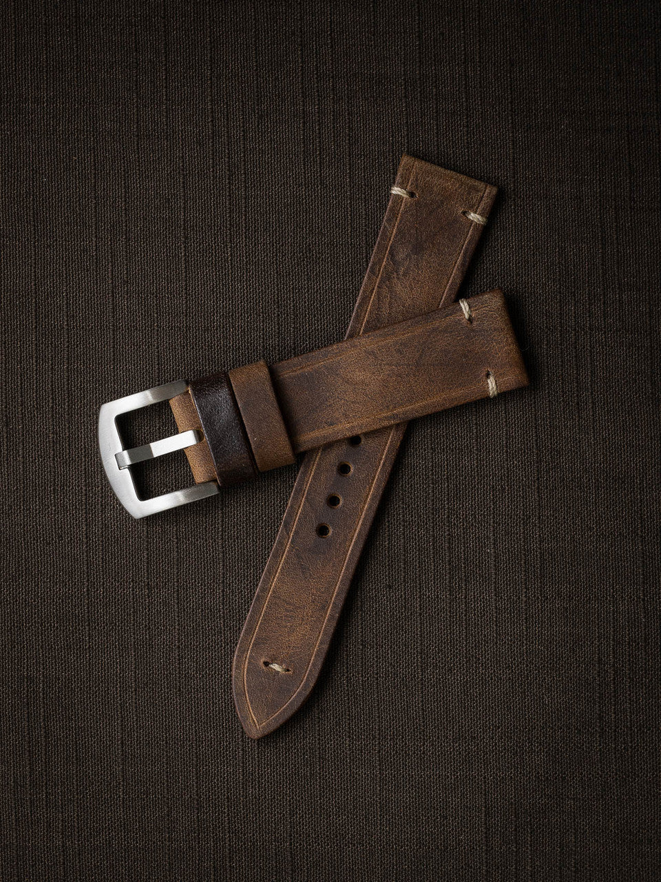 "Huck" Rugged Brown Leather Watch Strap