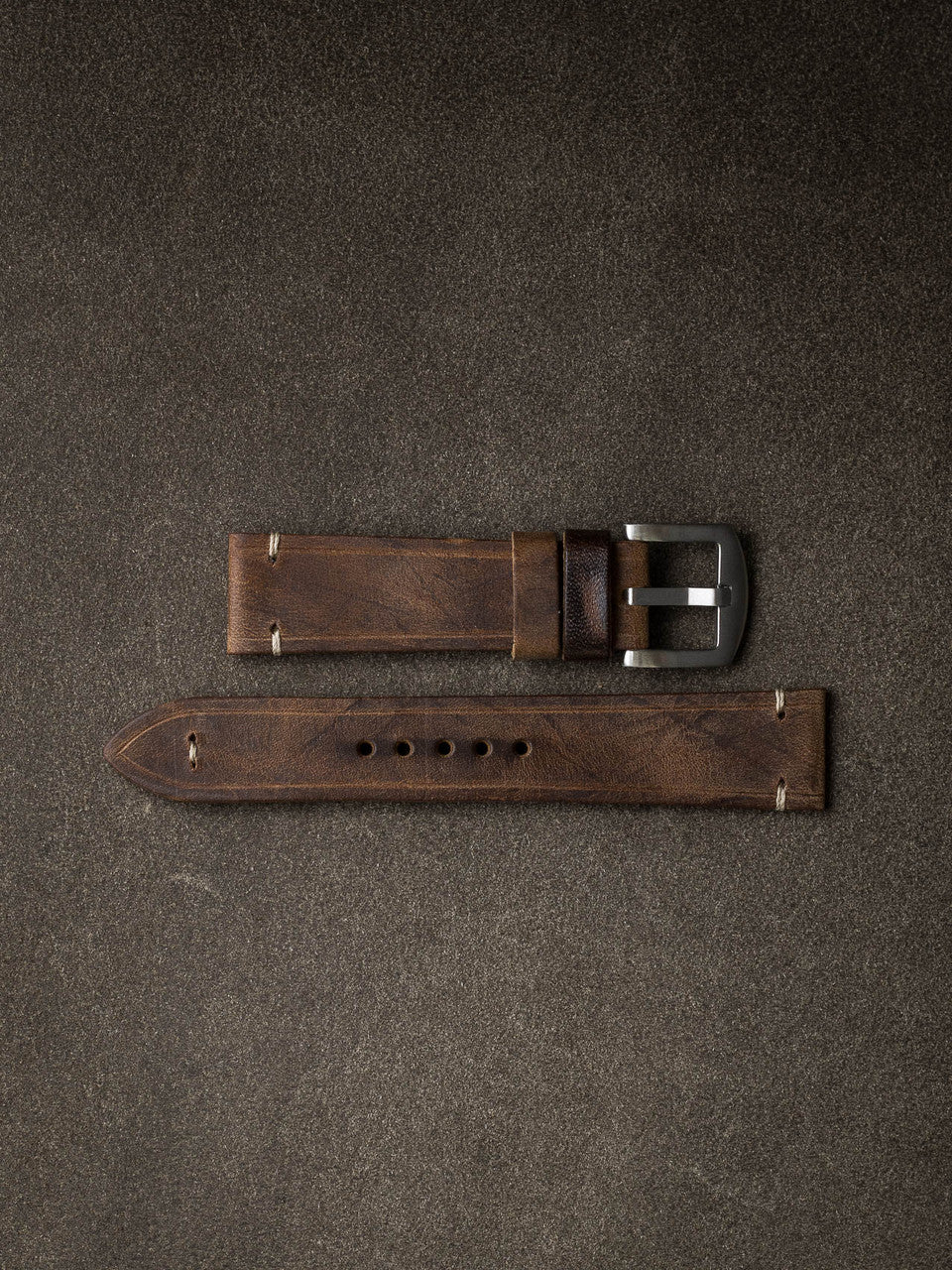 "Huck" Rugged Brown Leather Watch Strap