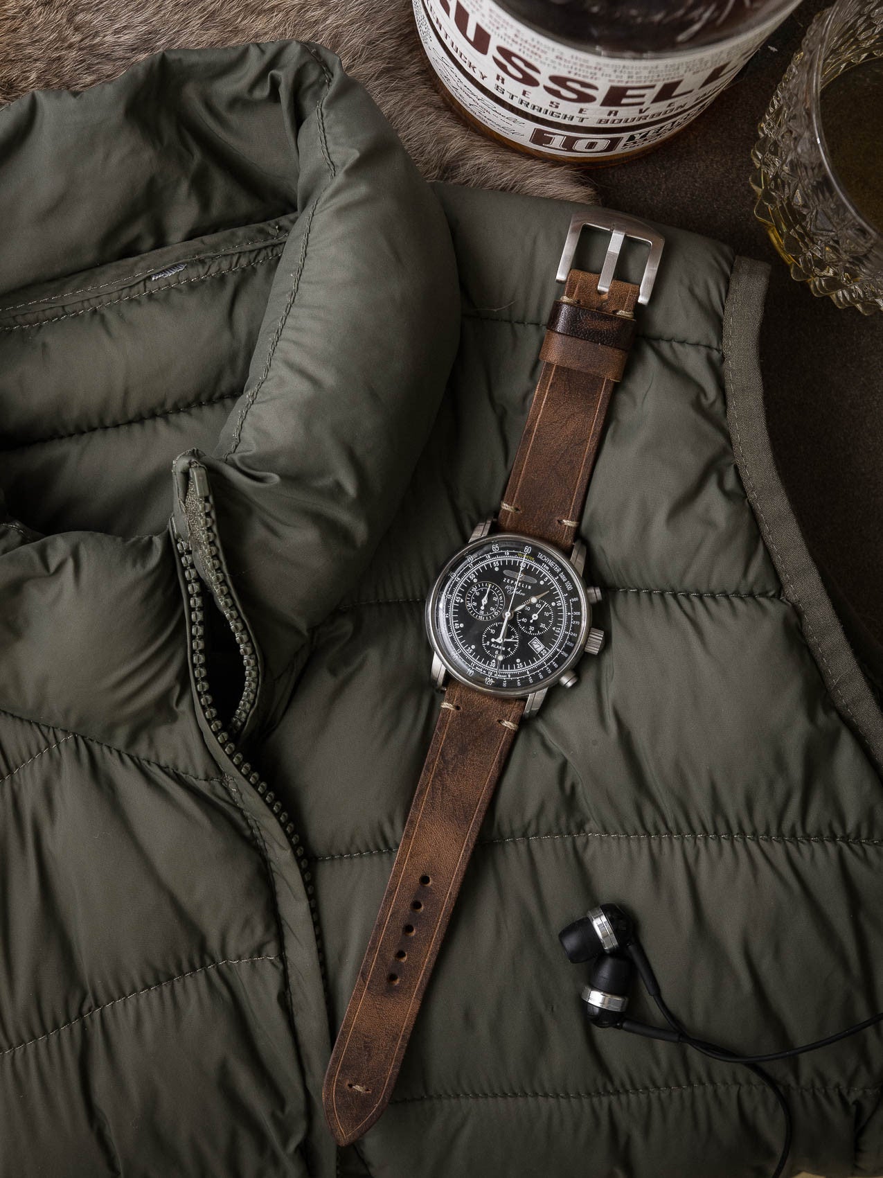 "Huck" Rugged Brown Leather Watch Strap