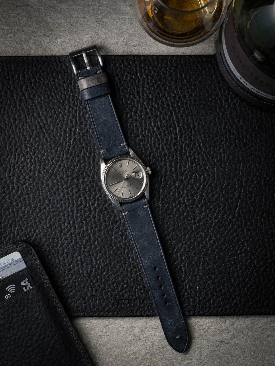 "Hollister" Marine Blue Leather Watch Strap