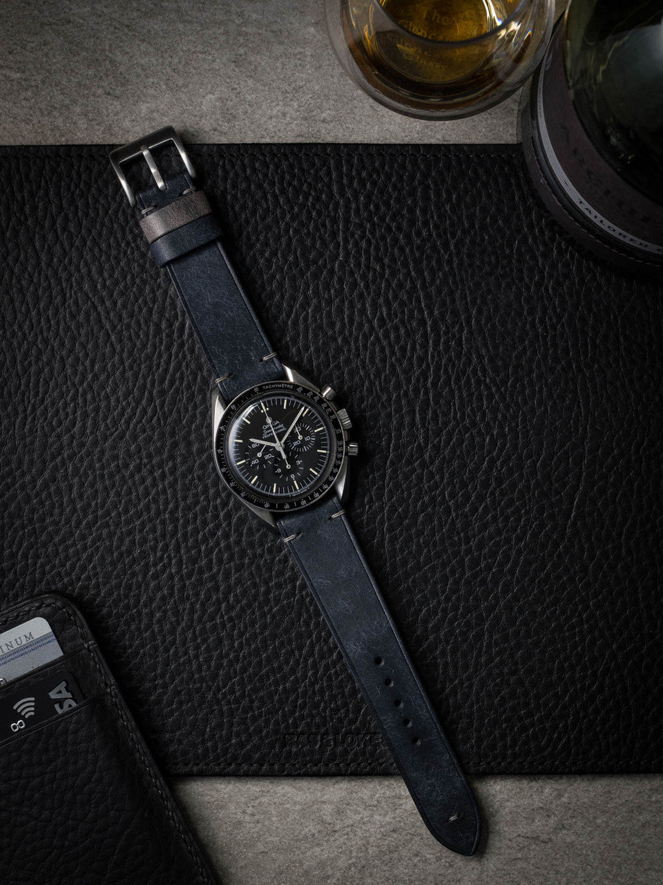 "Hollister" Marine Blue Leather Watch Strap