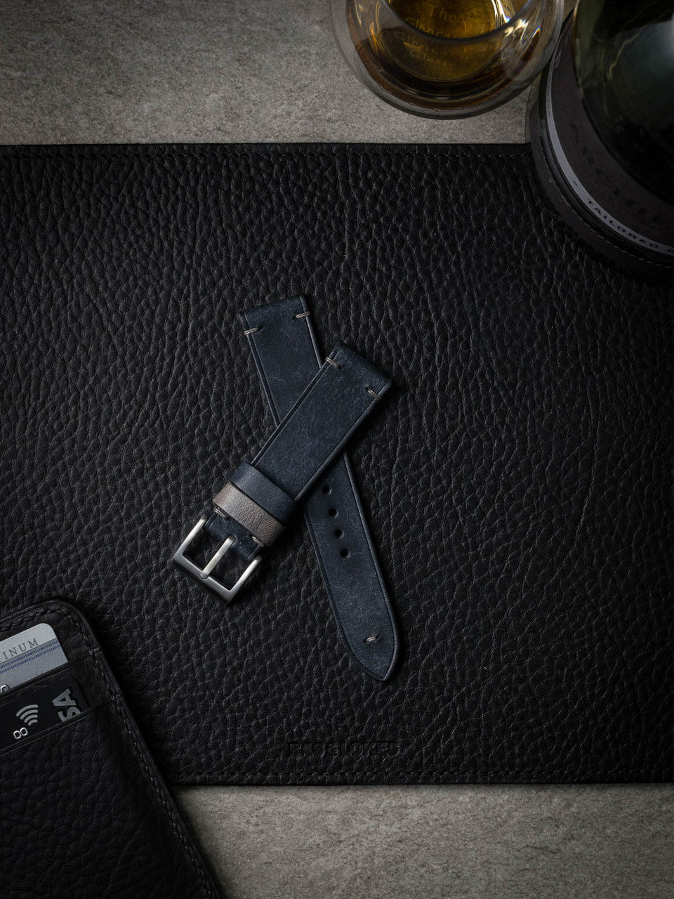 "Hollister" Marine Blue Leather Watch Strap