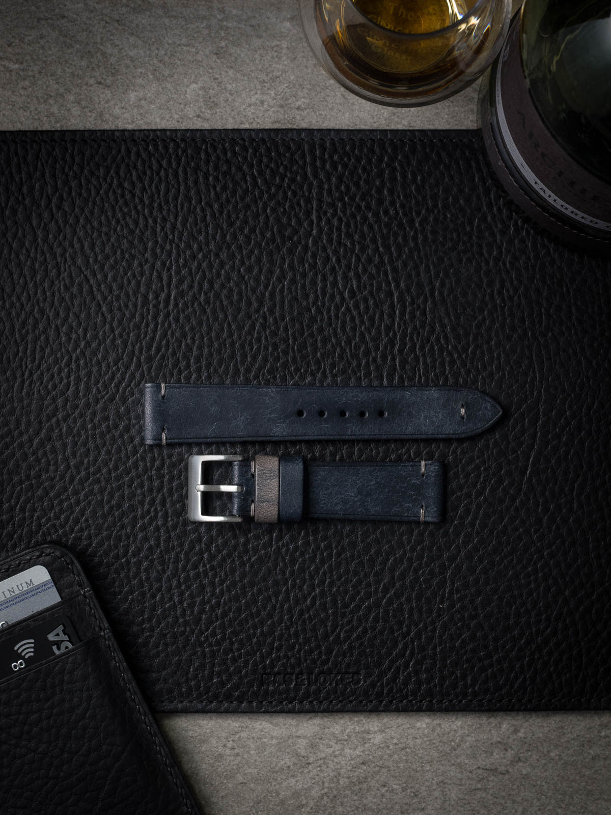 "Hollister" Marine Blue Leather Watch Strap