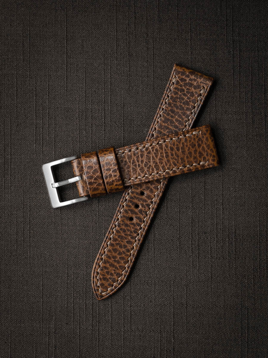 "Hudson" Textured Whiskey Leather Watch Strap