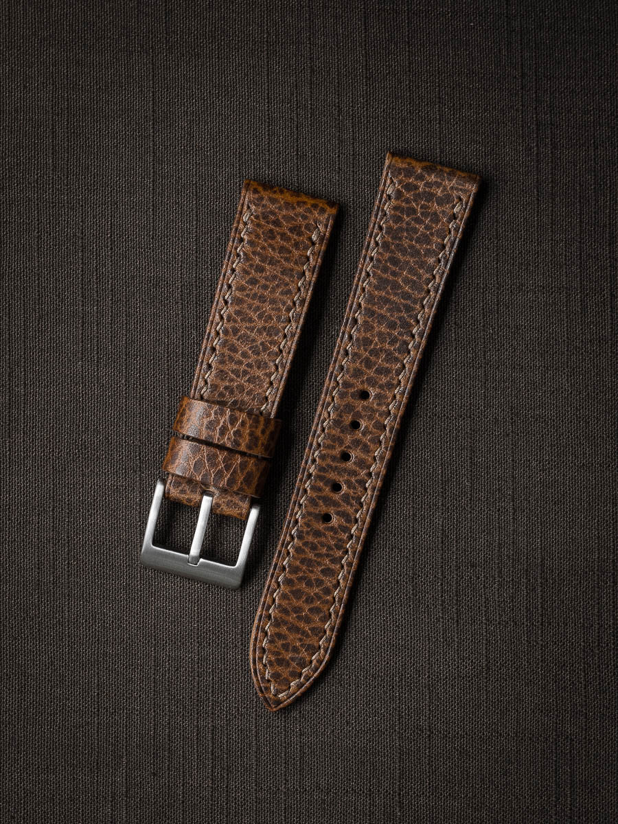 "Hudson" Textured Whiskey Leather Watch Strap
