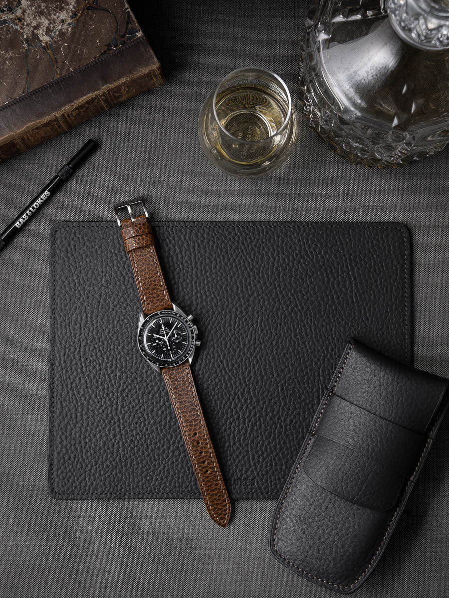 "Hudson" Textured Whiskey Leather Watch Strap