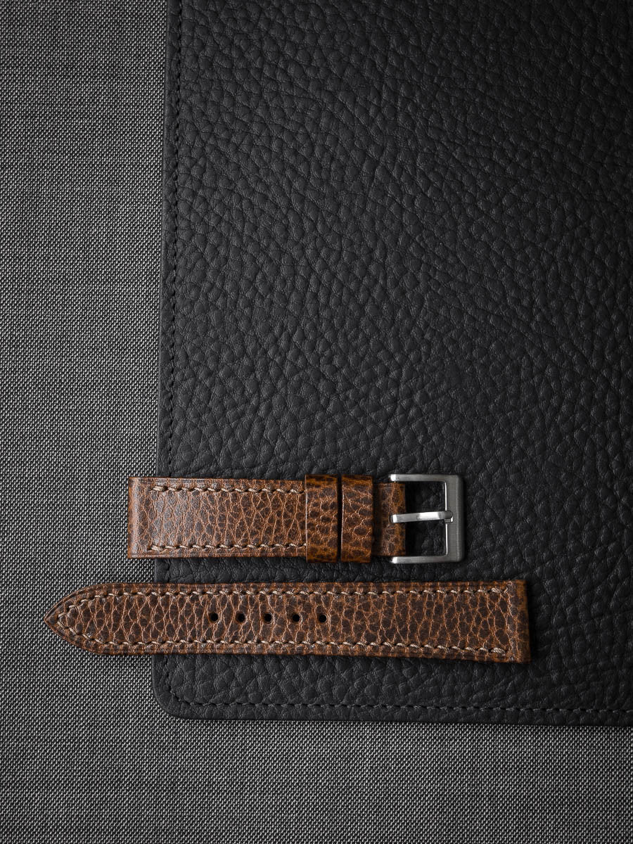 "Hudson" Textured Whiskey Leather Watch Strap