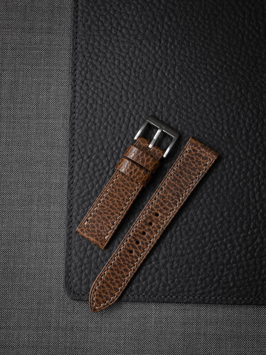 "Hudson" Textured Whiskey Leather Watch Strap