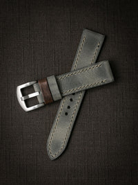 "Hunter" Grey Green Leather Watch Strap