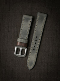 "Hunter" Grey Green Leather Watch Strap