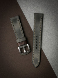 "Hunter" Grey Green Leather Watch Strap