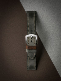 "Hunter" Grey Green Leather Watch Strap