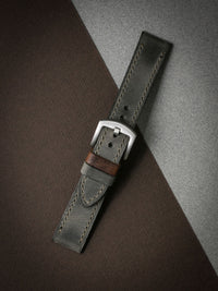 "Hunter" Grey Green Leather Watch Strap