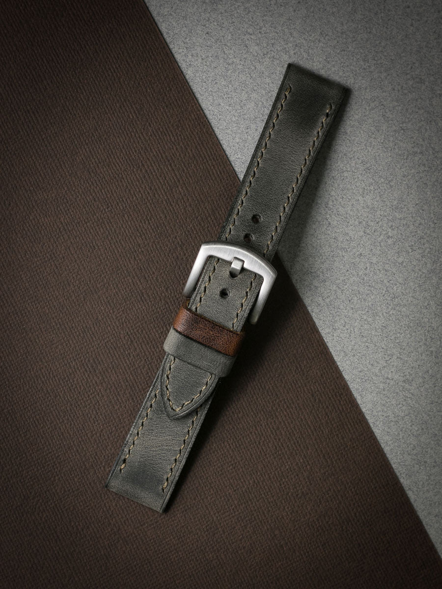 "Hunter" Grey Green Leather Watch Strap