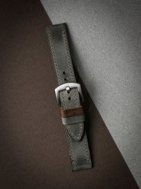 "Hunter" Grey Green Leather Watch Strap