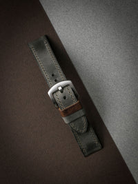 "Hunter" Grey Green Leather Watch Strap
