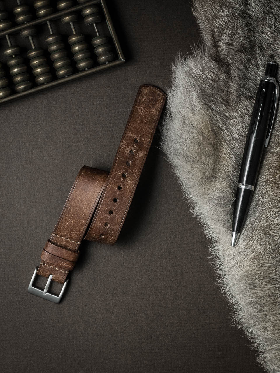 "Isidro" Havana Tan Leather Single Pass Watch Strap