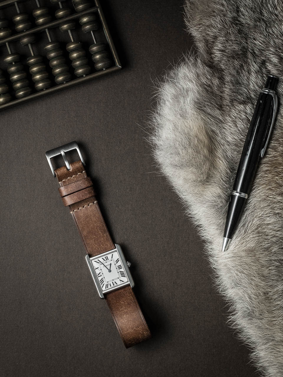 "Isidro" Havana Tan Leather Single Pass Watch Strap