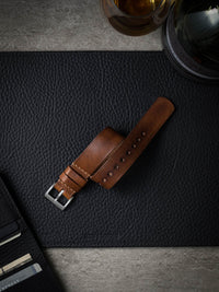 "Jameson" Dark Bourbon Leather Single Pass Watch Strap