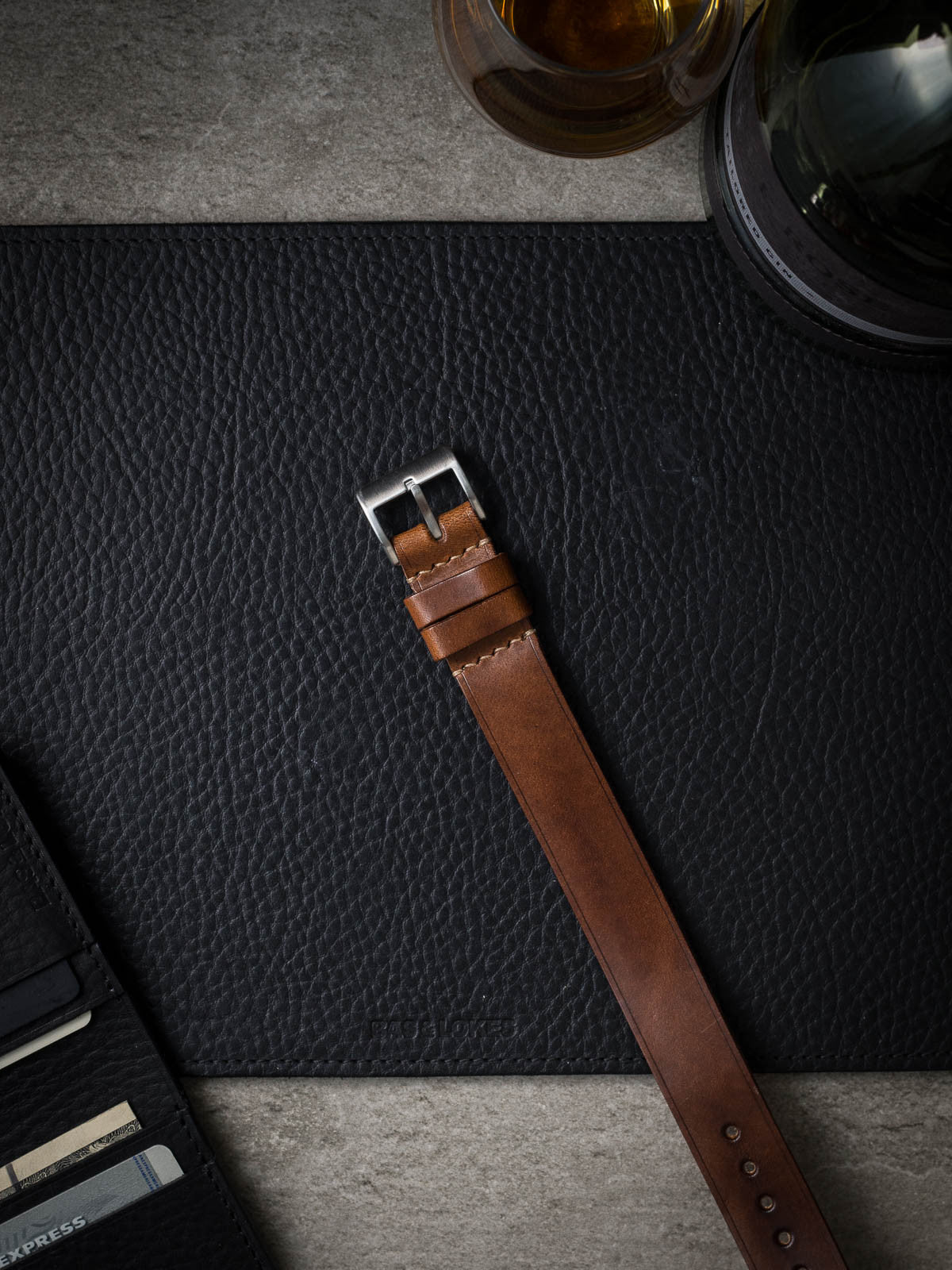 "Jameson" Dark Bourbon Leather Single Pass Watch Strap