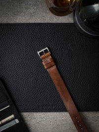 "Jameson" Dark Bourbon Leather Single Pass Watch Strap