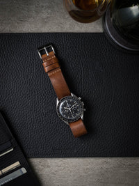 "Jameson" Dark Bourbon Leather Single Pass Watch Strap