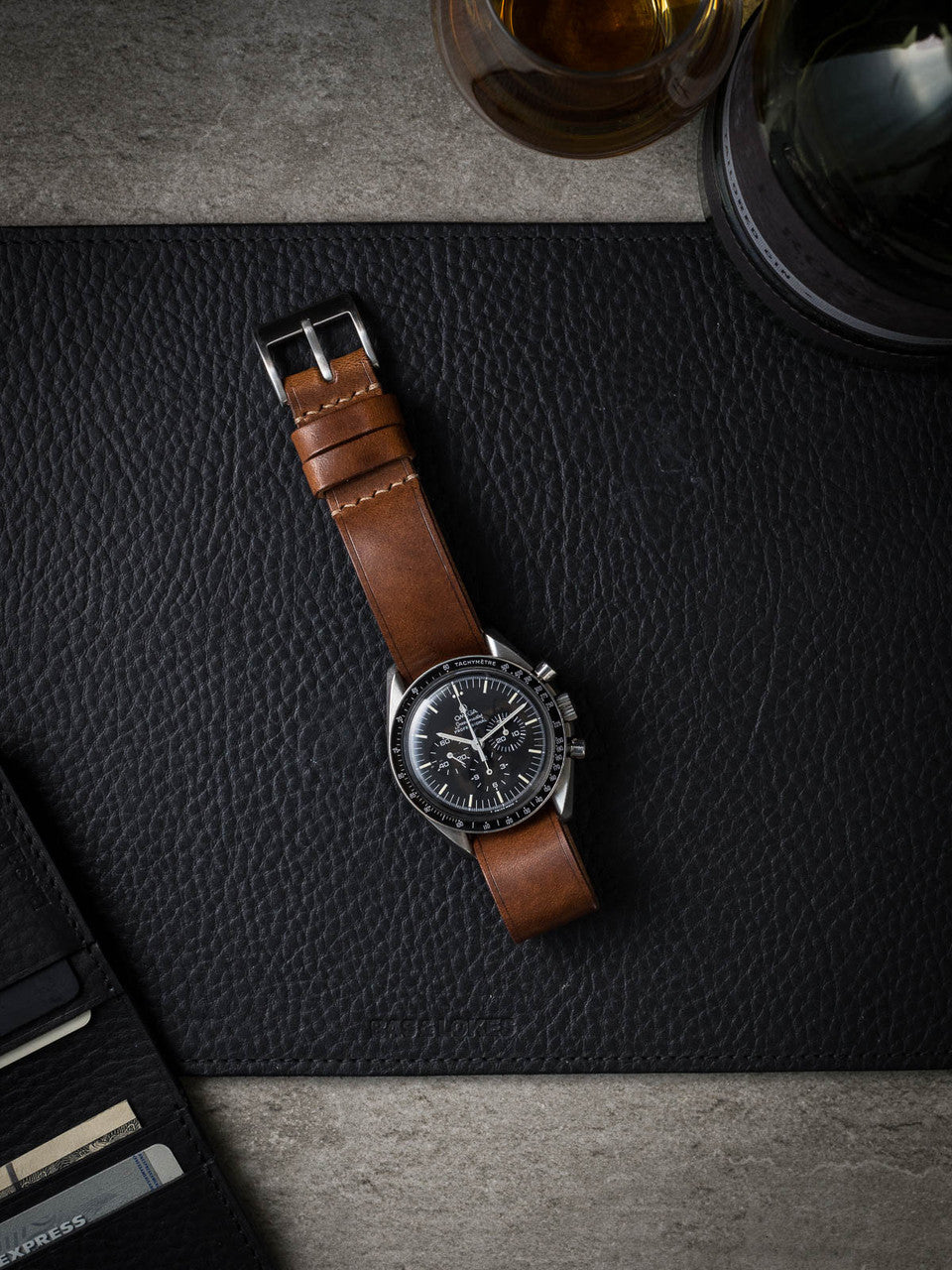 "Jameson" Dark Bourbon Leather Single Pass Watch Strap