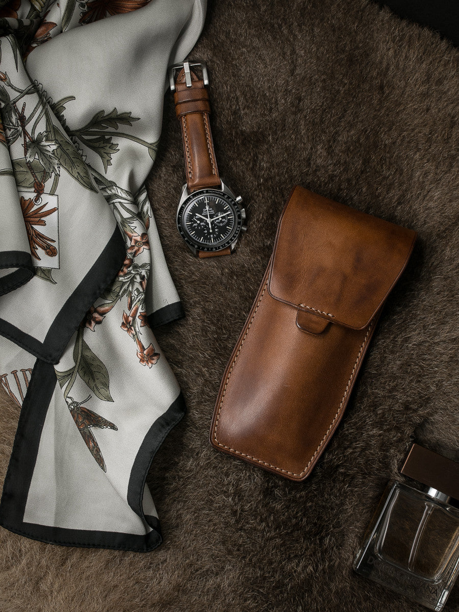 "Warrington" Vintage Bourbon Padded Leather Watch Strap