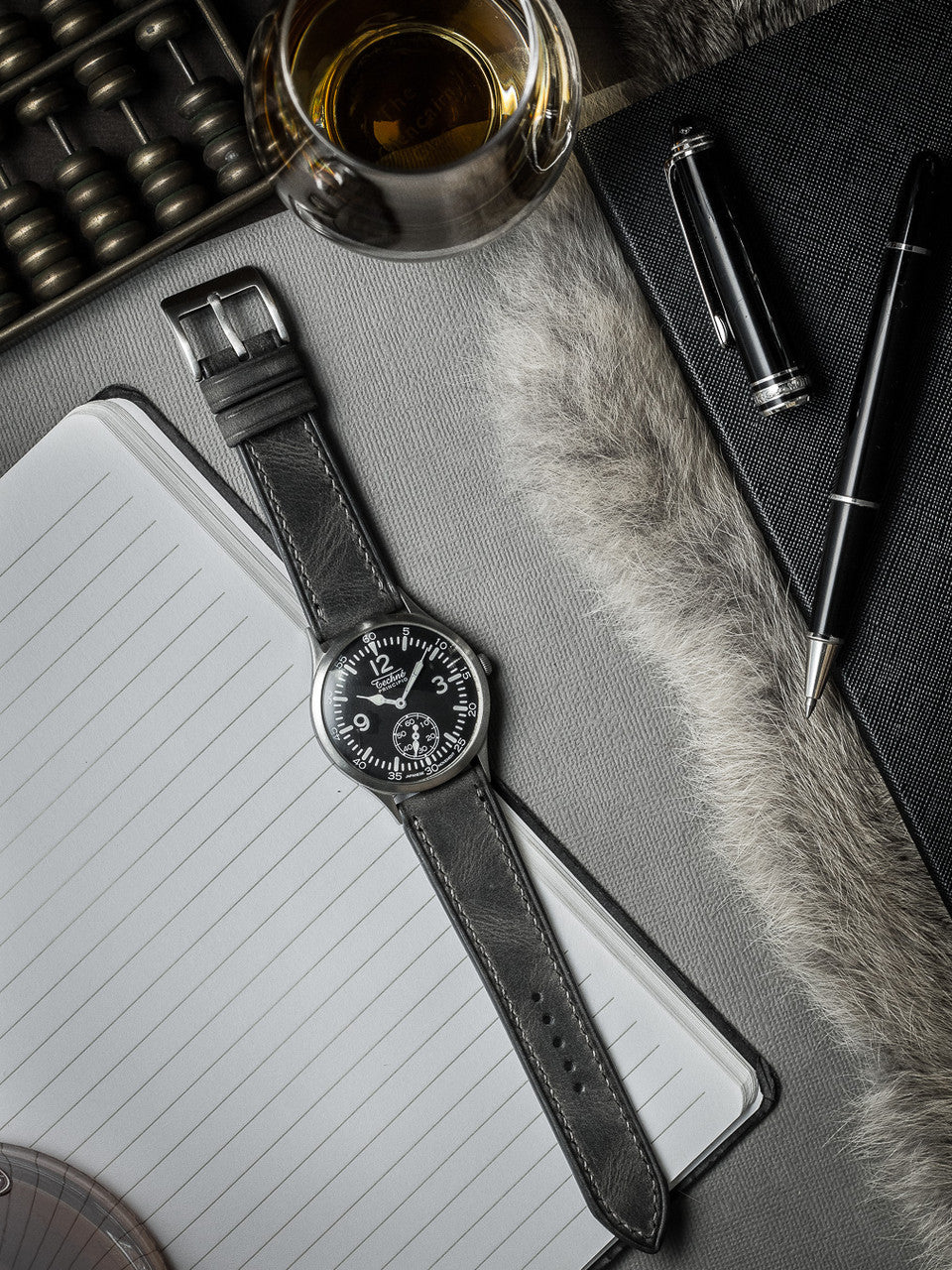 "Kristoff" Storm Grey Leather Watch Strap