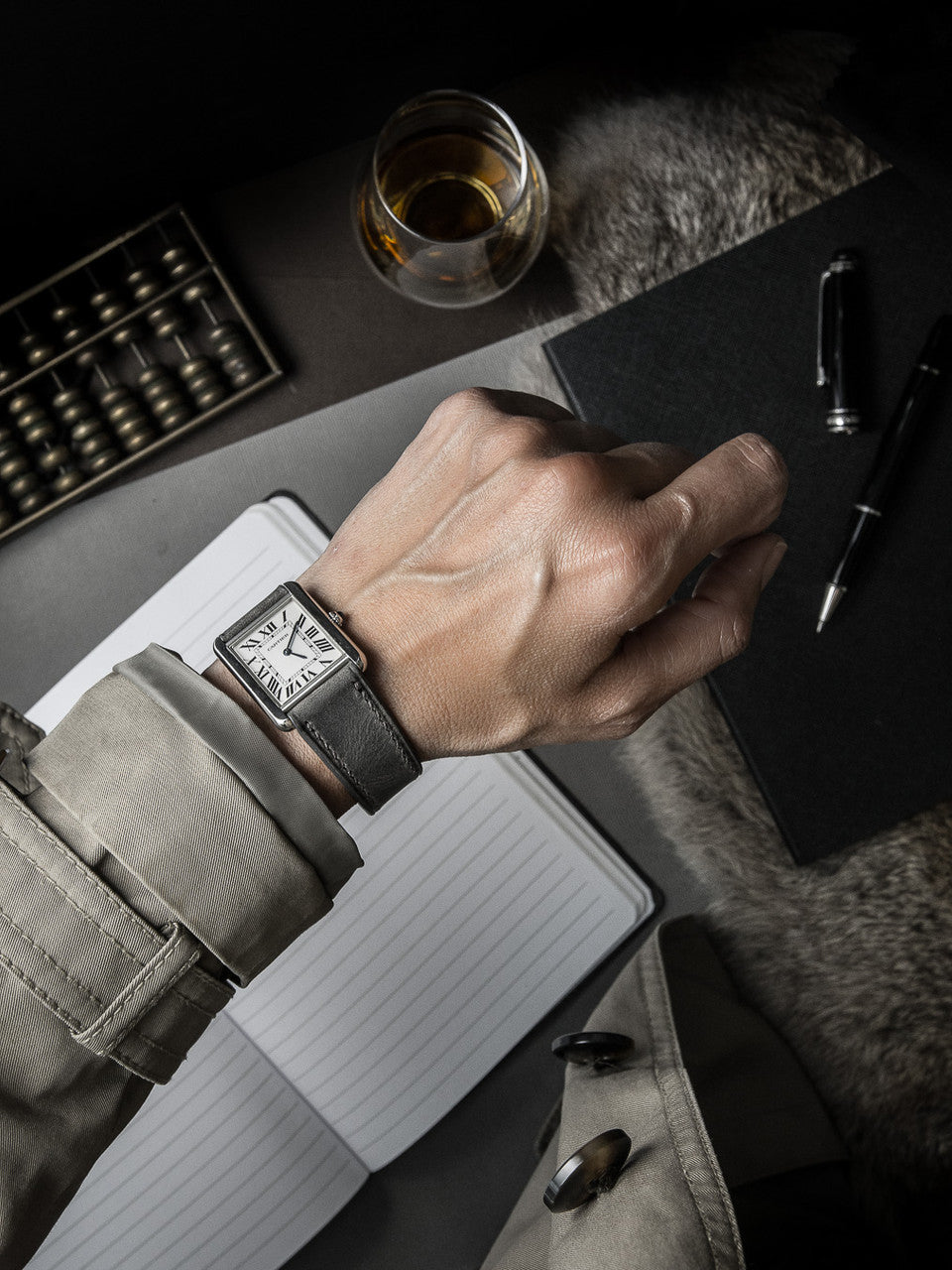 "Kristoff" Storm Grey Leather Watch Strap