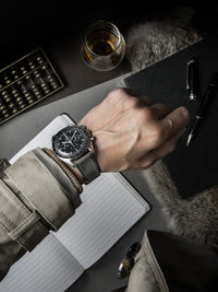 "Kristoff" Storm Grey Leather Watch Strap