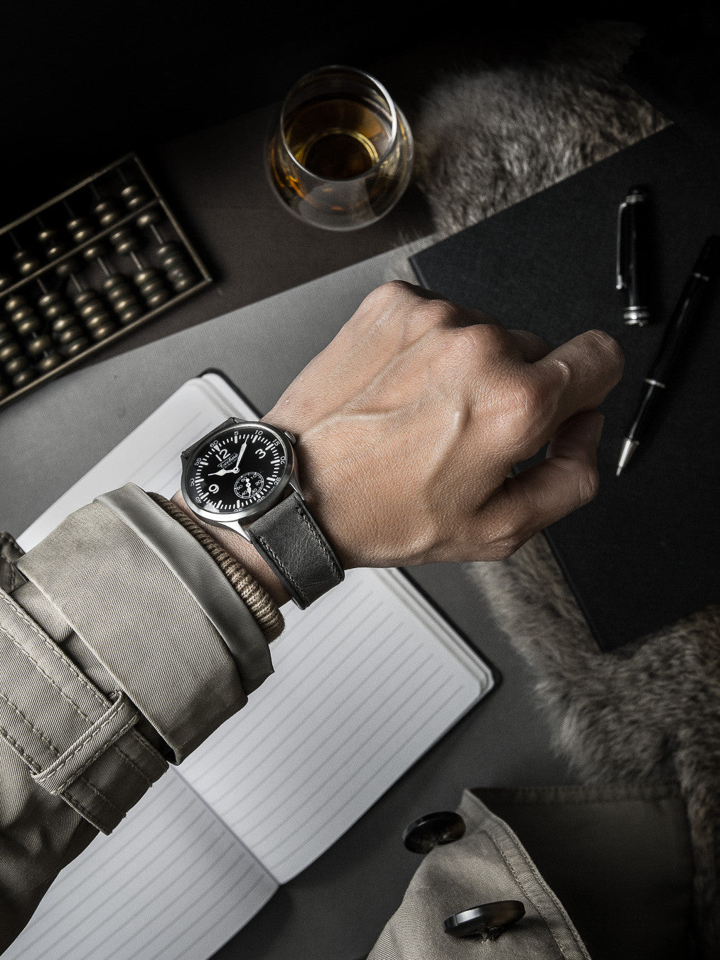 "Kristoff" Storm Grey Leather Watch Strap