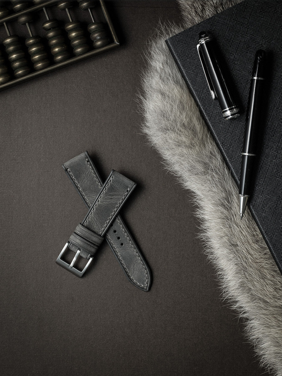 "Kristoff" Storm Grey Leather Watch Strap