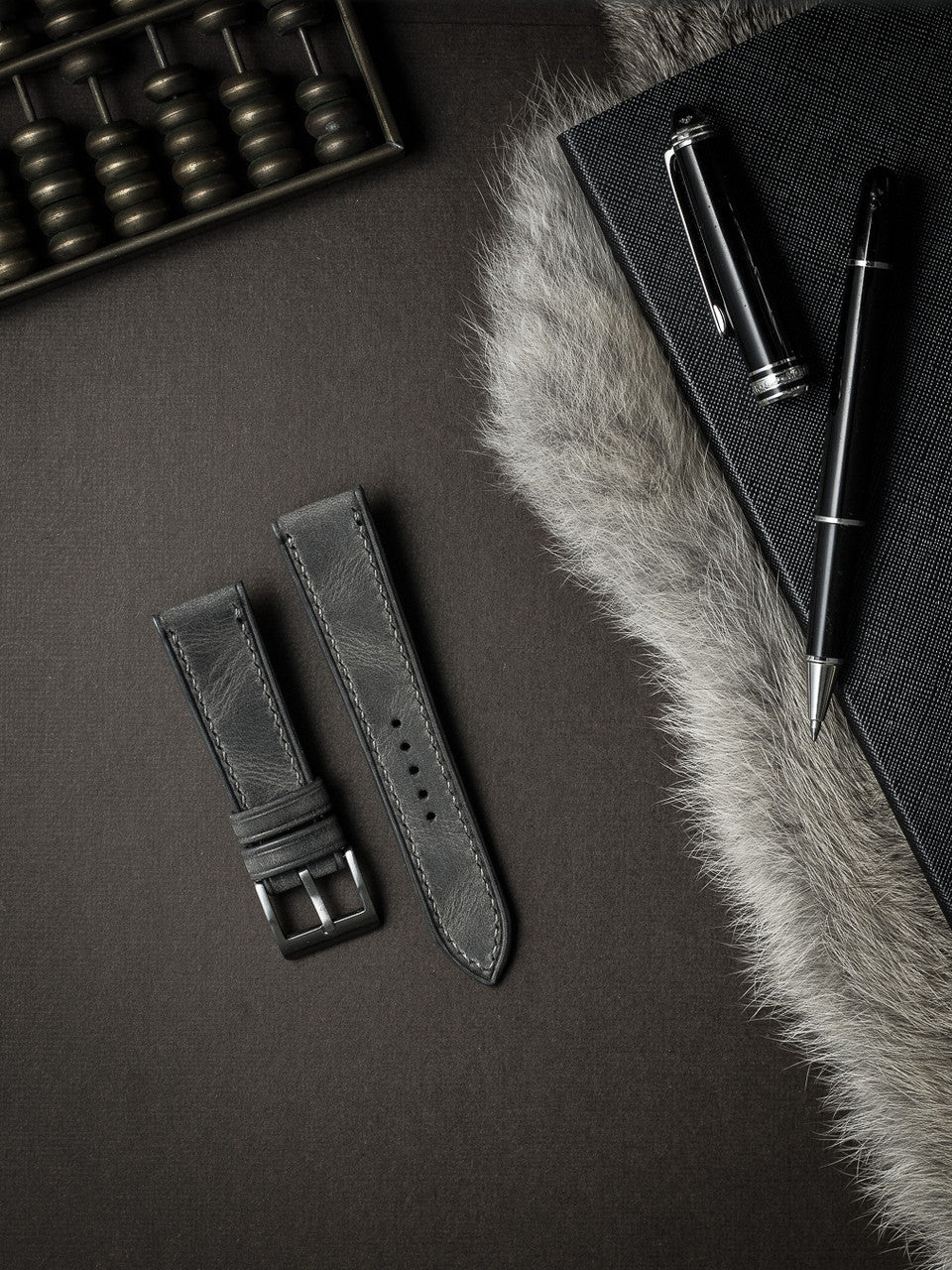 "Kristoff" Storm Grey Leather Watch Strap