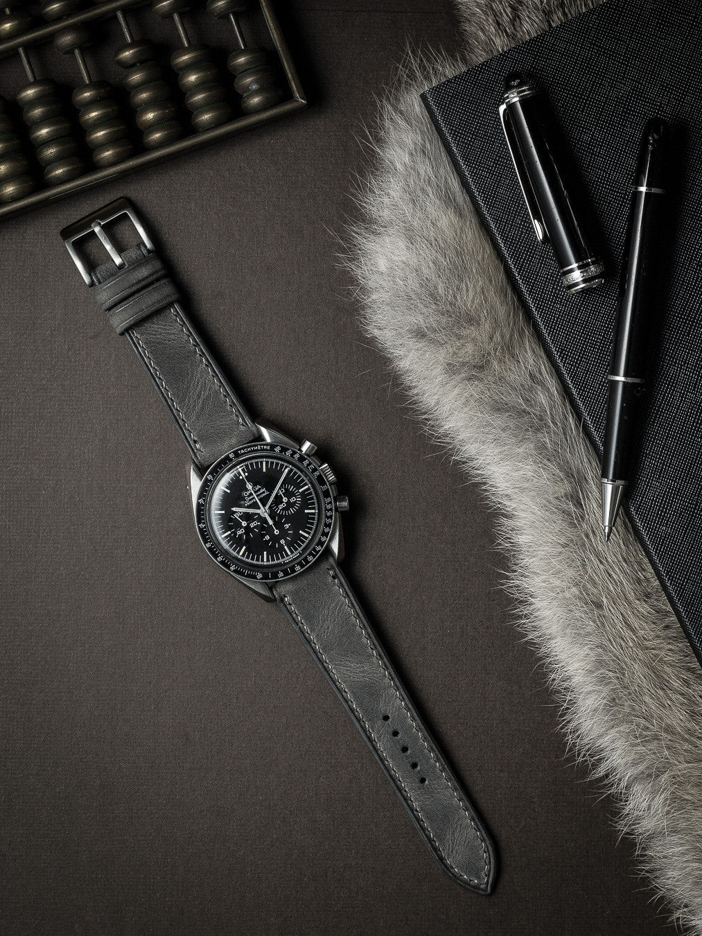 "Kristoff" Storm Grey Leather Watch Strap