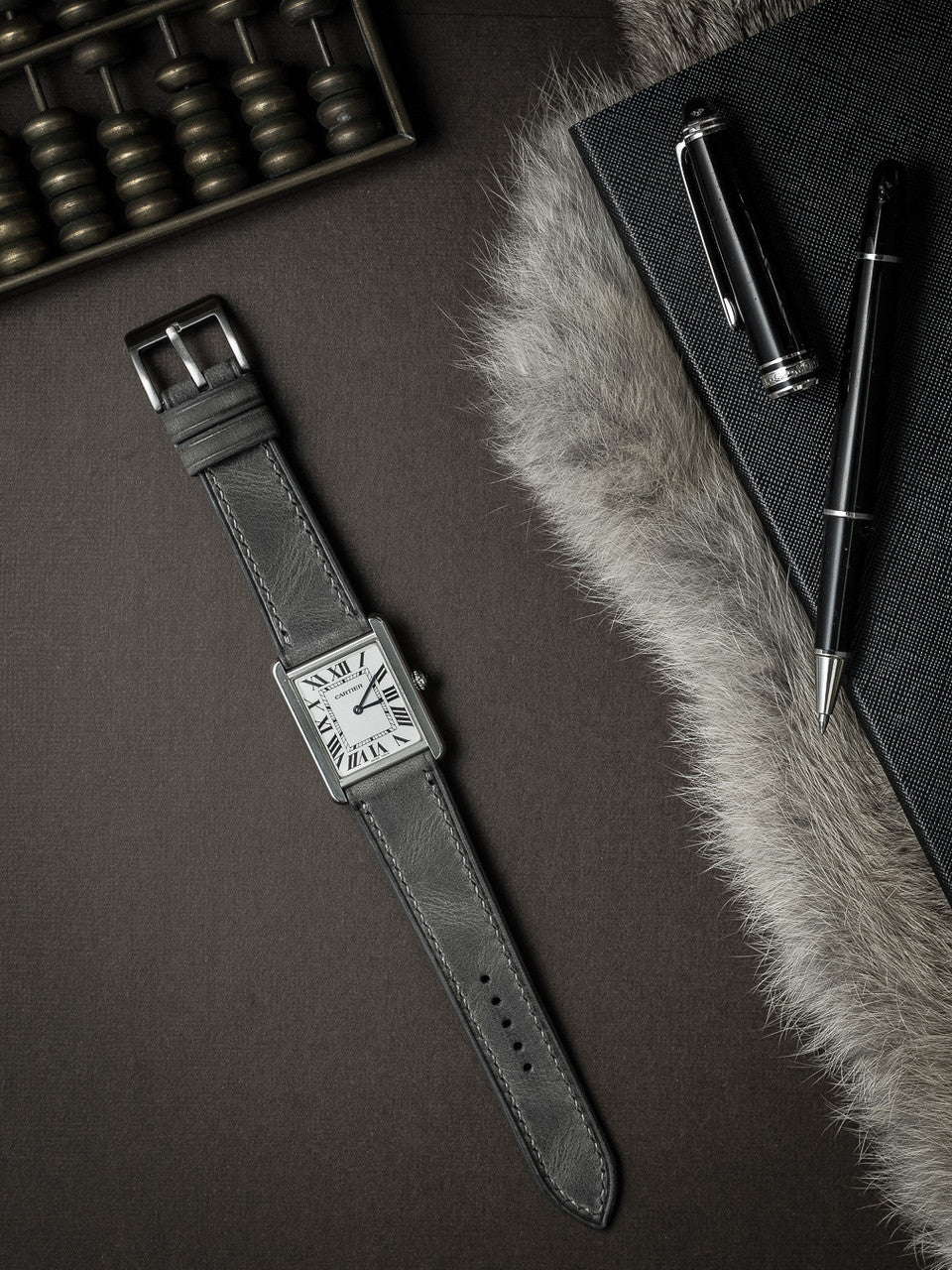 "Kristoff" Storm Grey Leather Watch Strap