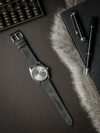 "Kristoff" Storm Grey Leather Watch Strap
