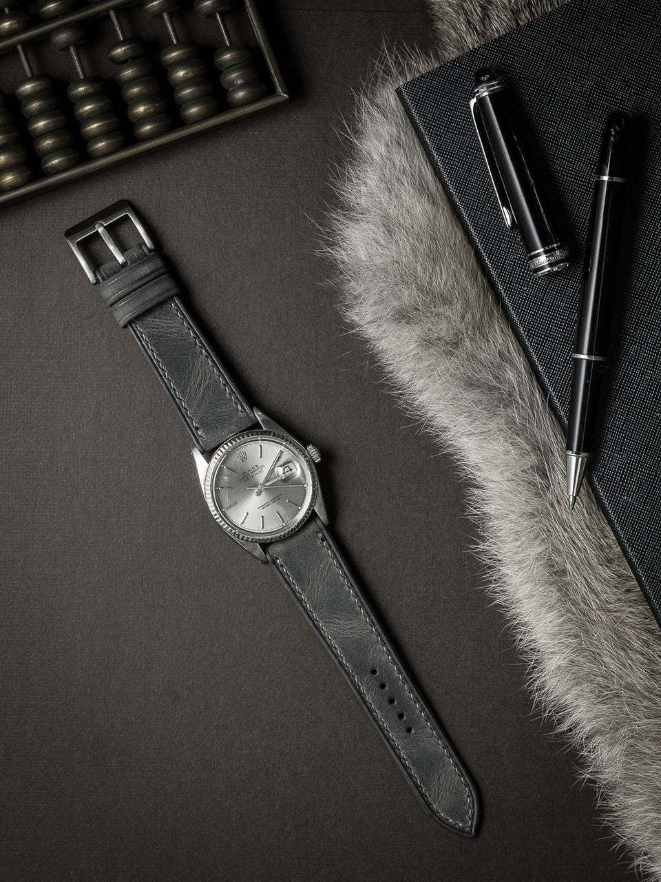 "Kristoff" Storm Grey Leather Watch Strap
