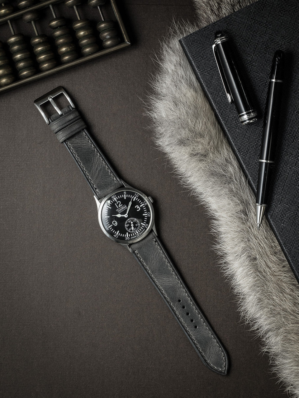 "Kristoff" Storm Grey Leather Watch Strap