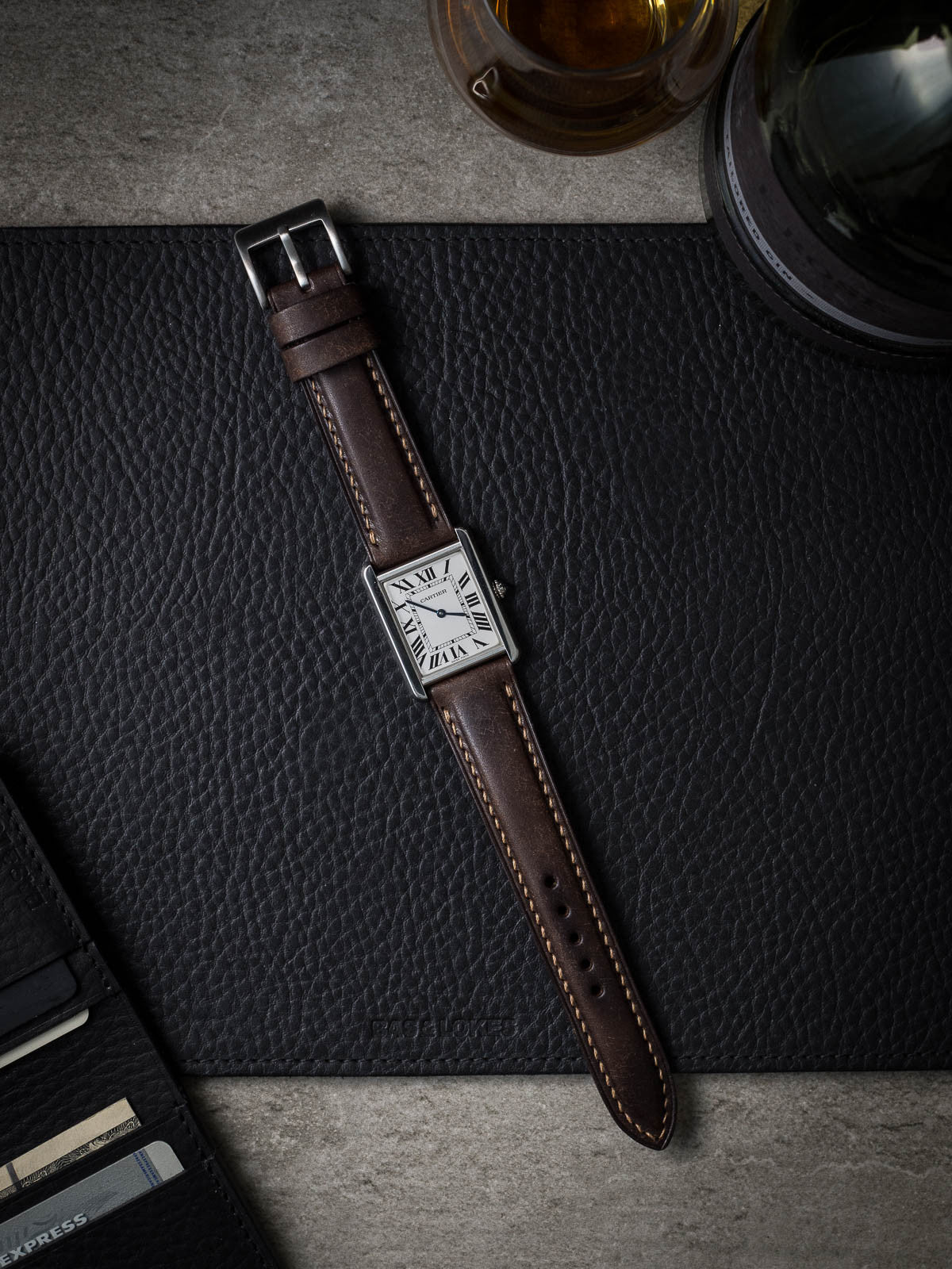 "Latham" Vintage Brown Padded Leather Watch Strap