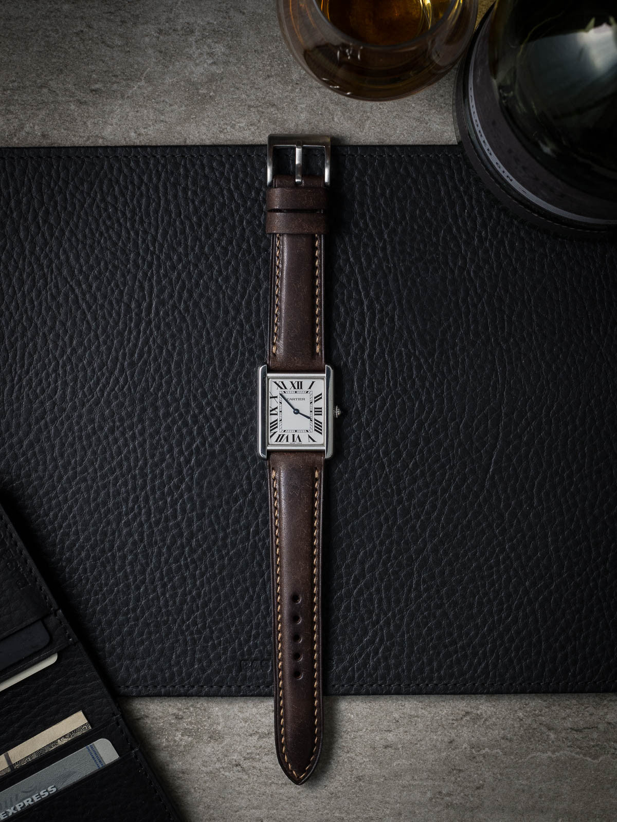 "Latham" Vintage Brown Padded Leather Watch Strap