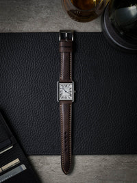 "Latham" Vintage Brown Padded Leather Watch Strap