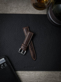 "Latham" Vintage Brown Padded Leather Watch Strap