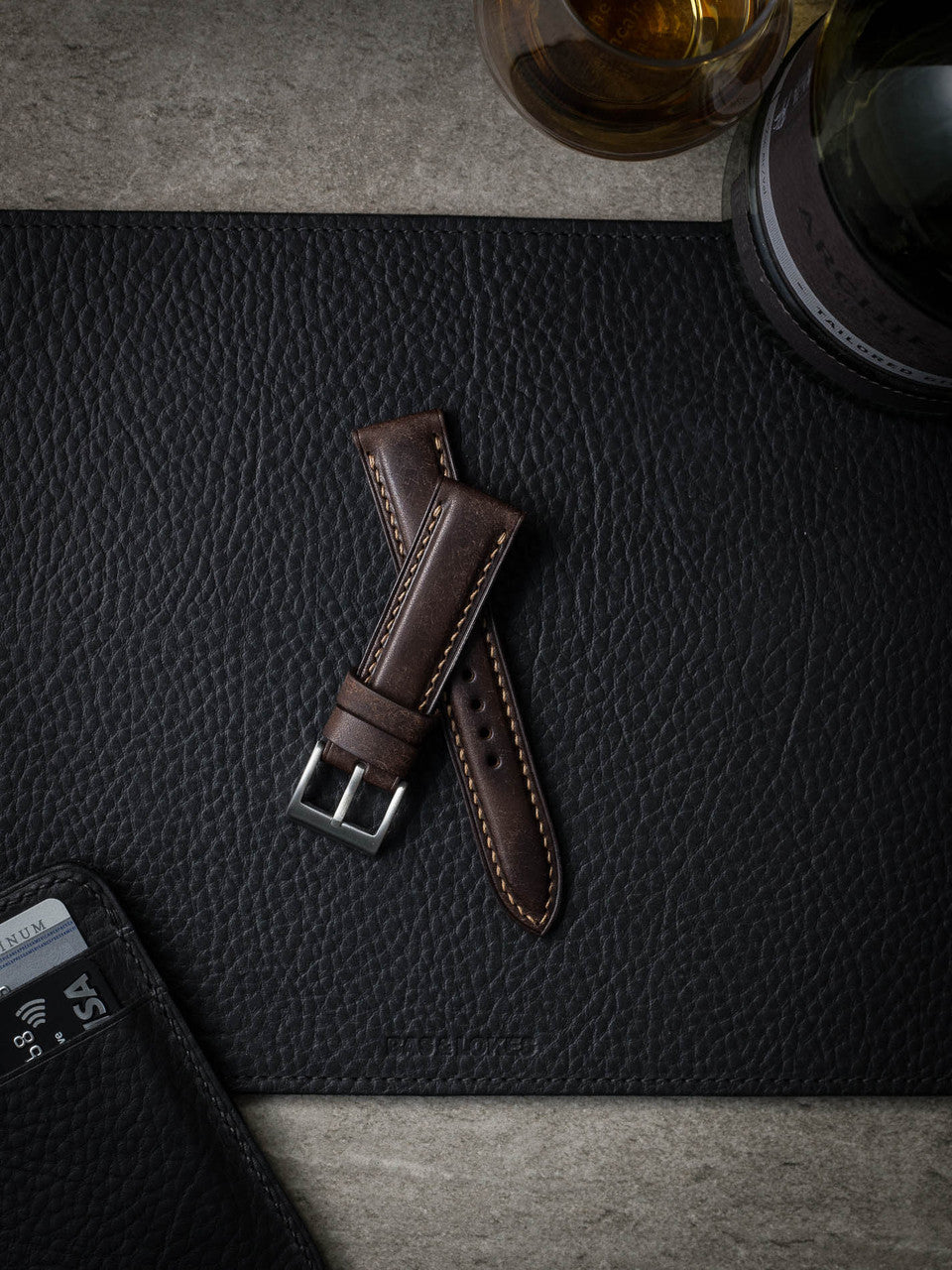 "Latham" Vintage Brown Padded Leather Watch Strap