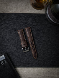 "Latham" Vintage Brown Padded Leather Watch Strap